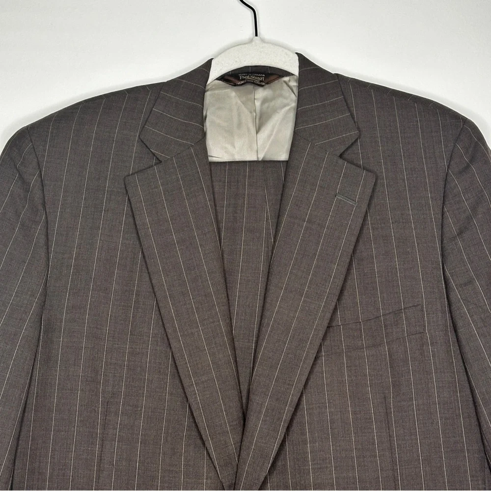 Vintage Paul Stuart Suit Set Blazer and Pants Brown Pin Striped Rolled‎ Pants